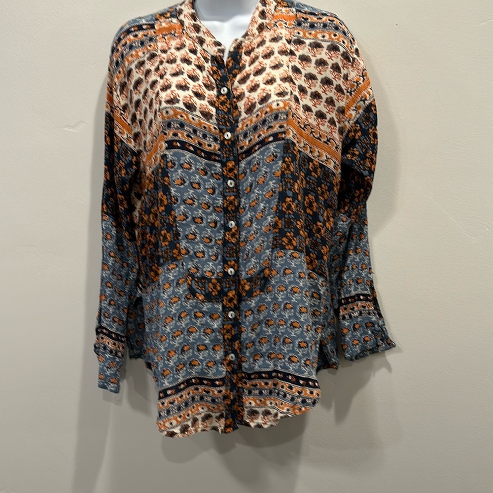 Free People Women’s Boho Long Sleeve Blouse Medium